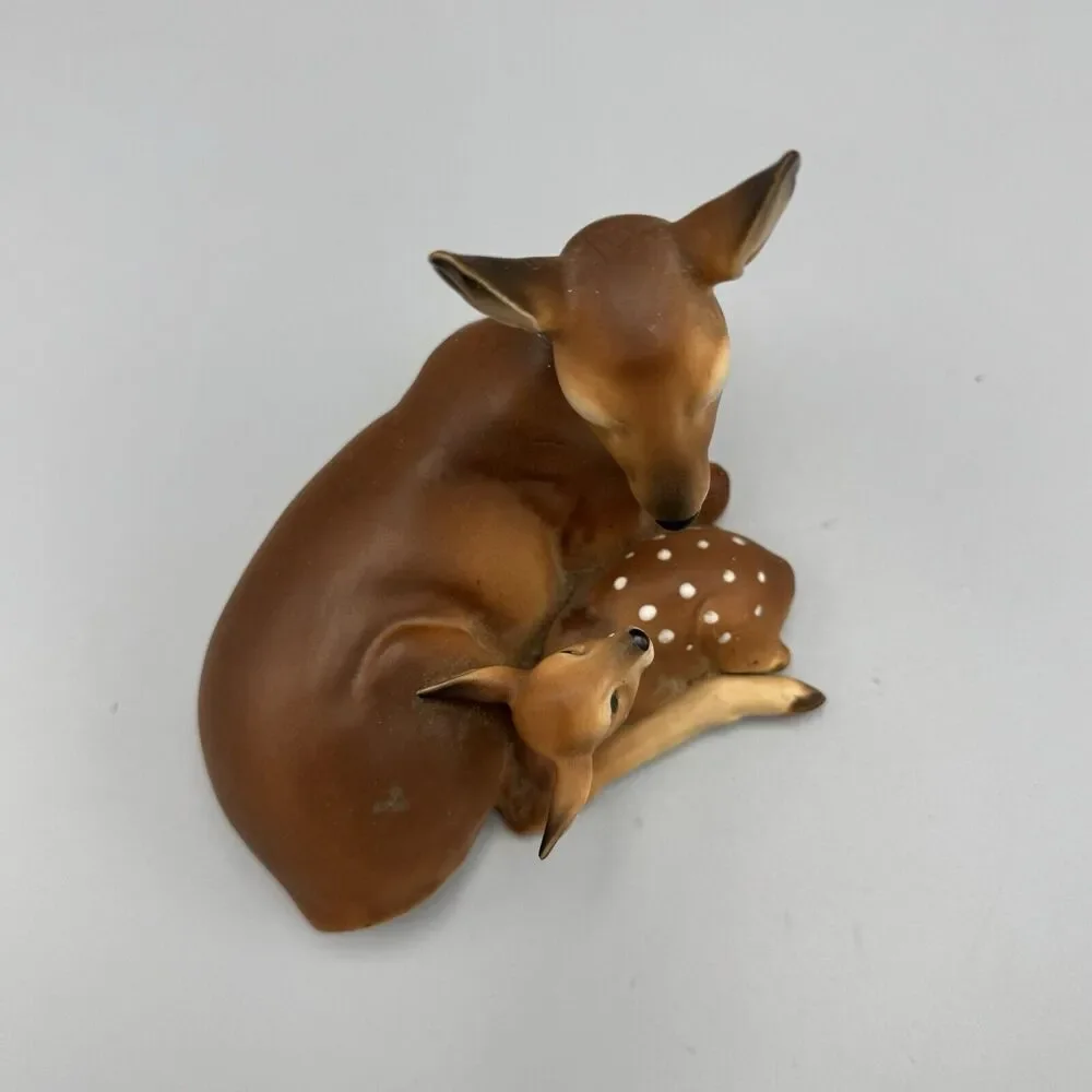 Vintage Norcrest Japan Porcelain Doe And Fawn Ceramic Figurine Deer A-56 Kitschy - Picture 9 of 11